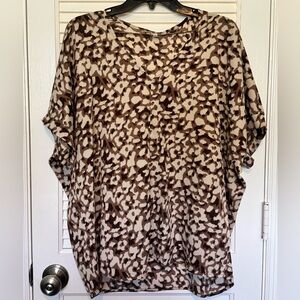 JODIFL Brown and Cream Leopard Print Blouse
